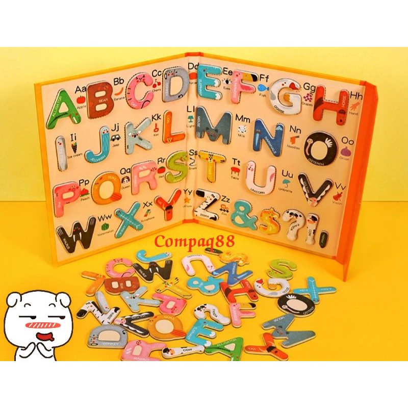 Mainan Edukasi Buku Anak Puzzle Magnetik Huruf Alfabet WOODEN TOYS ~ LETTER