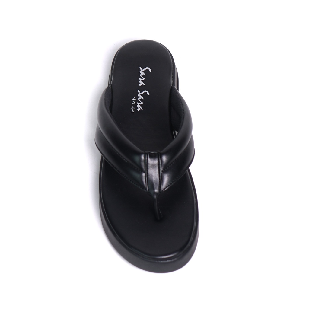 SARASARA YUK - Sandal Wanita Jepit Wedges Kasual SARA SARA NORA ALL COLOR Sendal Japit Cewek Platform Empuk Ringan Capit Tinggi 3cm  Size 36 37 38 39 40 Untuk Rumahan Warna Hitam Black Santai Premium Kekinian Terbaru Shoes Ori Original Mall Official Store