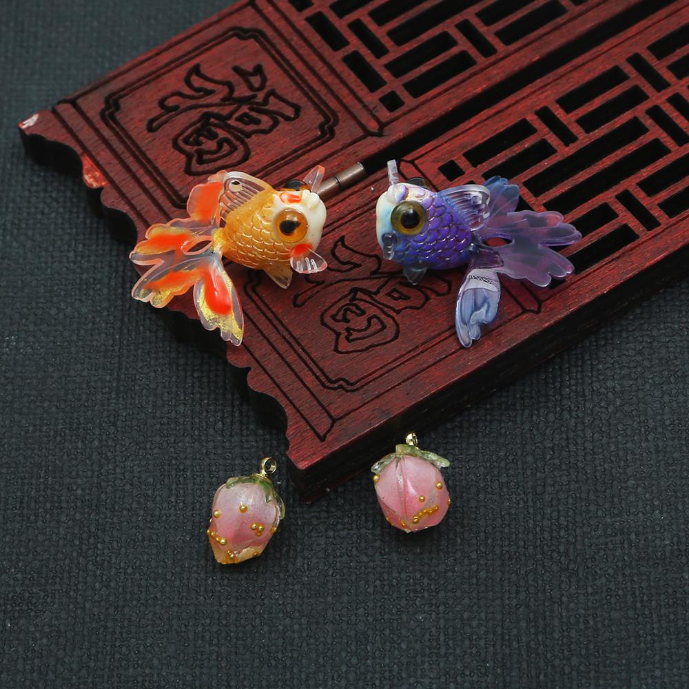 1 pcs/bag Acrylic Goldfish Strawberry Shape Charms Beads Pandents For DIY Jewelry Earring Jewelry Making Necklaces Accessories