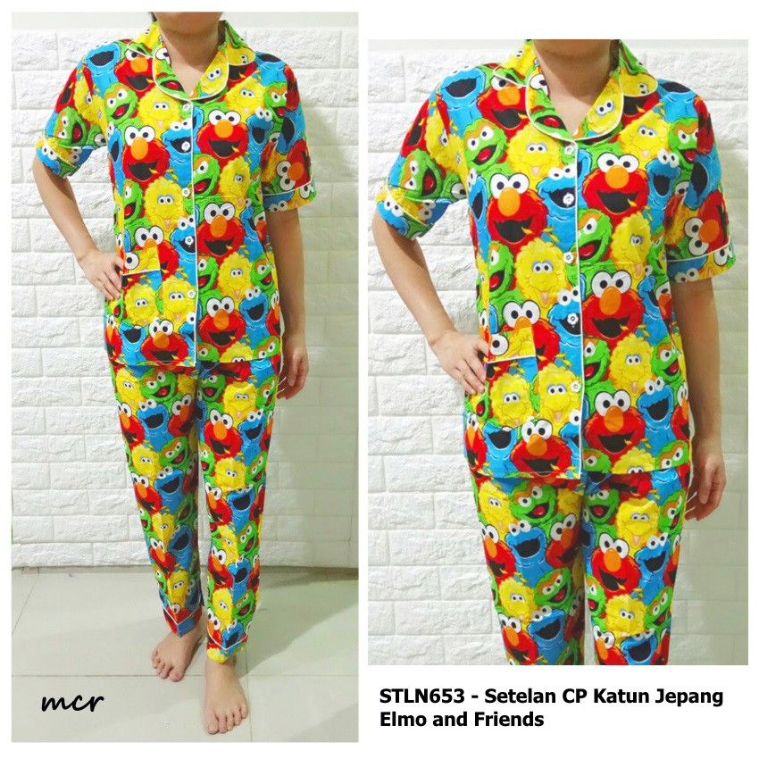 STLN653 - Setelan CP Katun Jepang Elmo and Friends