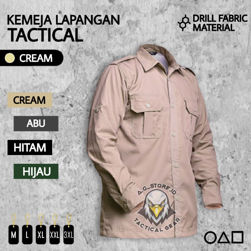 kemeja lapangan tactical pdl / pdh lengan panjang pdh hem atasan kemeja bahan drill