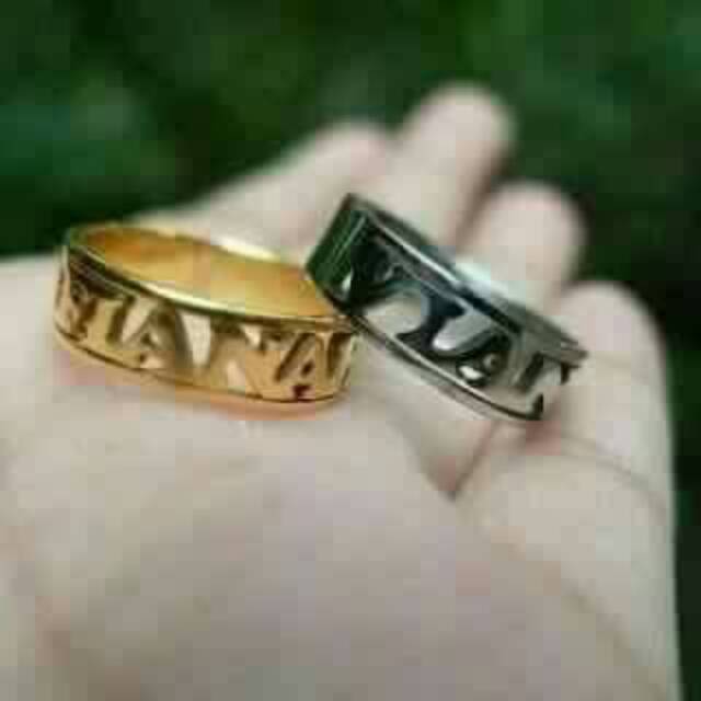 Cincin couple ukir nama lapis emas 24k