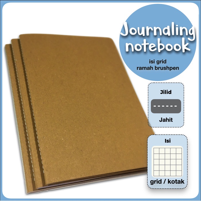 

[RESTOCK] Notebook A5 Jurnal bullet journal BUJO ramah brushpen spidol lettering - HVS GRID