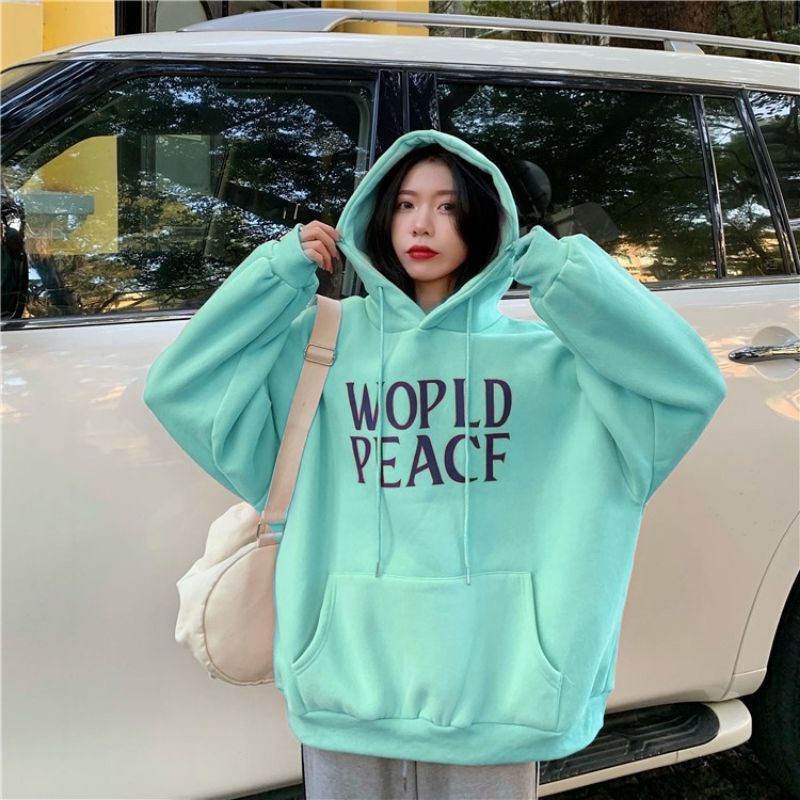 (S - 6XL) Hoodie Jumper BIG SIZE WORLD PEACE Unisex Korean Urban Style Streetwear Jacket Oversize Boy Girl Jumper Jaket Tosca Pink Putih Jumbo S M L XL 2XL XXXL 4L 5L XXXXXXL WOPLD PEACF Dusty Soft Tosca Salem Denim Ulzzang Jaket Jumbo