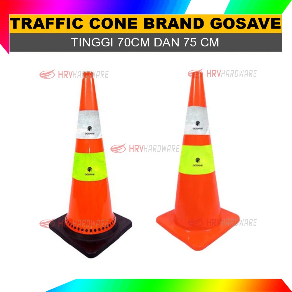 Traffic Cone Kerucut Lalu Lintas 70 dan 75 CM Lentur Kerucut lalu lintas Safety PVC lis putih kuning