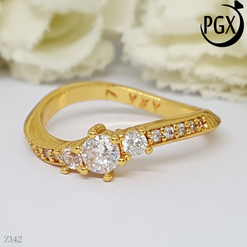 PGX Cincin Xuping Wanita Lapis Emas Aksesoris Perhiasan Fashion Premium - Z142