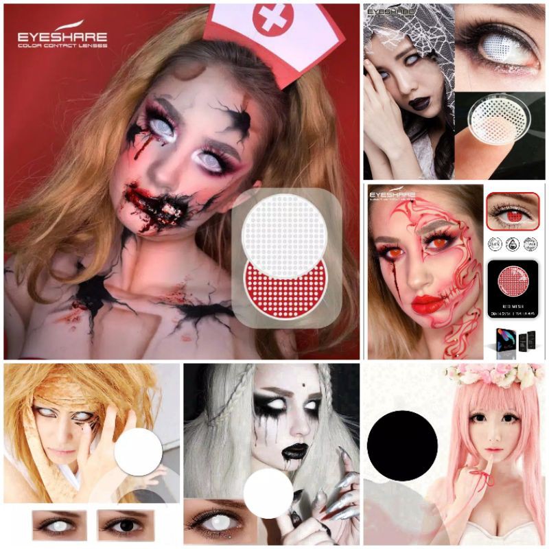 DS × Softlens Karakter  full putih merah hitam Lathi  Halloween hantu