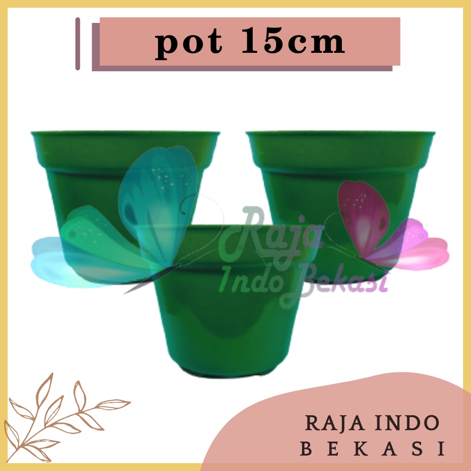 Pot Bunga 15cm / King Mado 18 Hijau Polos Toko Plastik 15 Cm Tanaman Hias