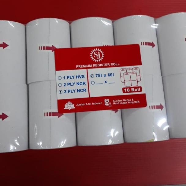 

✿ Register roll / kertas telstruk 3 ply NCR uk 75 x 60 mm ☛
