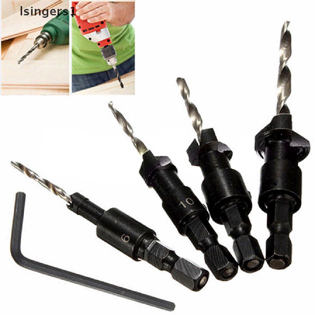 (lsingers1) 4pcs / Set Mata Bor Countersink HSS 5 Flutes 6-12 Untuk Pengerjaan Kayu#