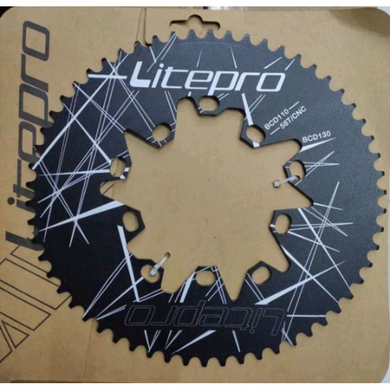chainring litepro oval 58T Hitam double bcd 110-130
