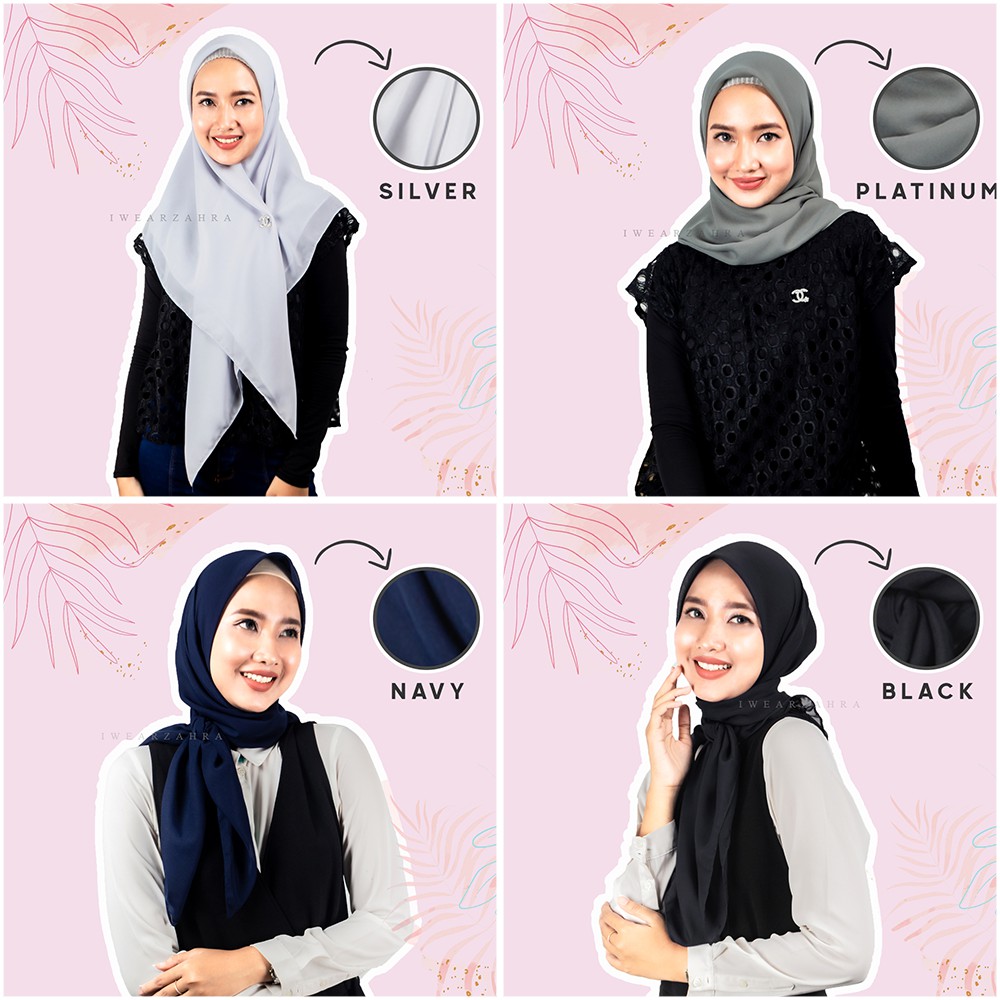 HIJAB BELLA SQUARE - Jilbab Segiempat Jahit Tepi Polycotton Kerudung Segi Empat Potton Premium