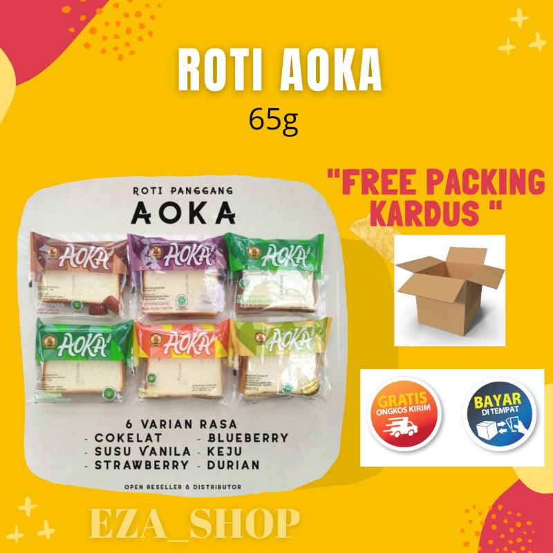 AOKA ROTI PANGGANG AOKA 65g / ROTI AOKA / RASA Coklat Keju Vanilla Strawberry Blueberry Durian