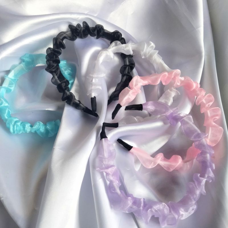 Bando Scrunchies Bandana Rambut Mode Korea Warna Pastel