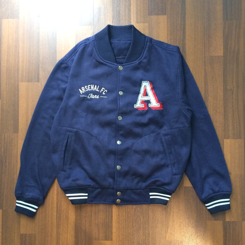 Jaket Bomber Varsity Arsenal , Arsenal Bomber Jacket Biru Navy, Hoodie Sweater Sweat Shirt, no PMP