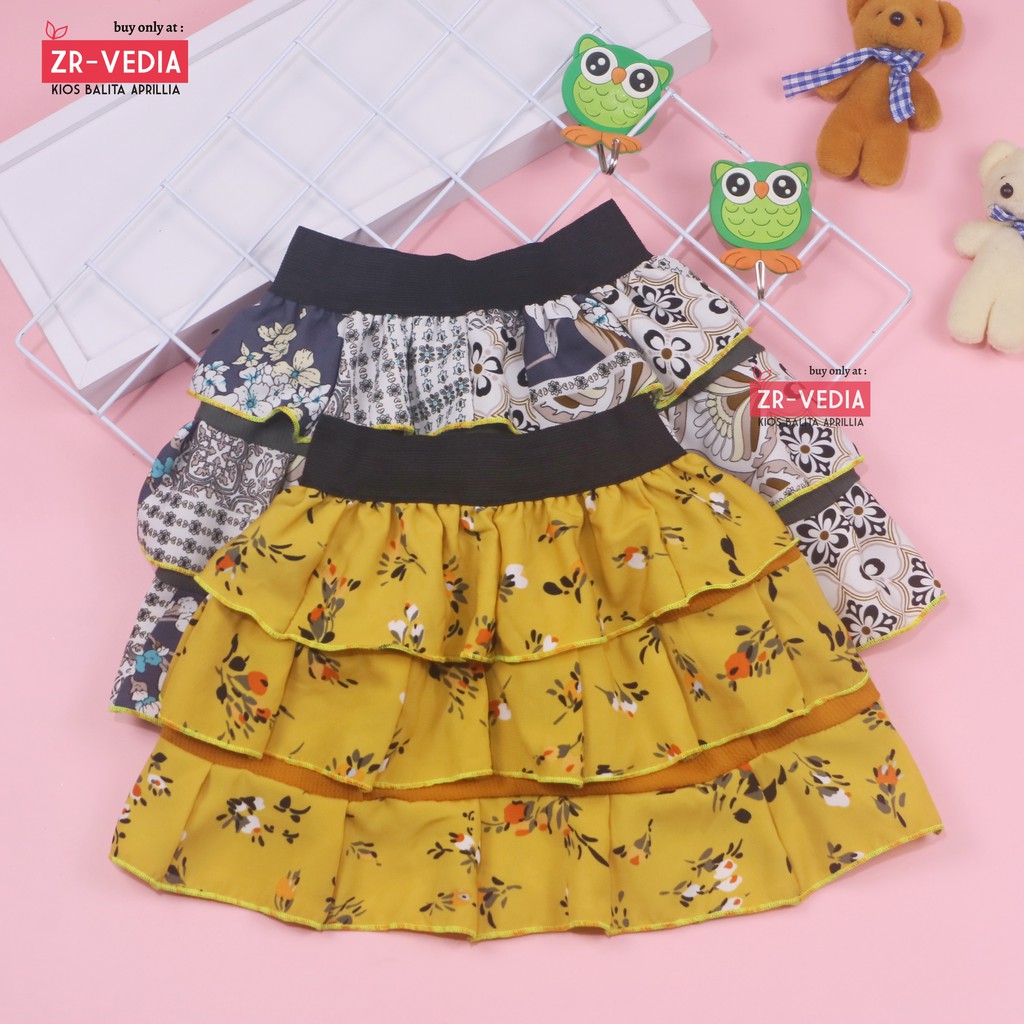 Rok Tumpuk Motif uk 3-4 Tahun / Rok Anak Perempuan Cewek Murah Skirt Pendek Polos Lucu Grosir Cewek