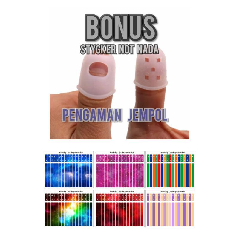 STICKER KALIMBA 17 KEYS + THUMB SILICONE ,karet jempol kalimba,finger cover coat kalimba