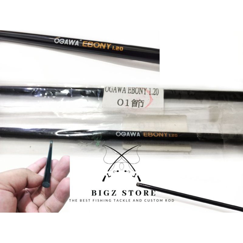 CARBON SOLID OGAWA EBONY PANJANG 120 BAHAN UJUNG JORAN CUSTOM PADAT HARD BUTT 8MM TOP JIGGING KARBON