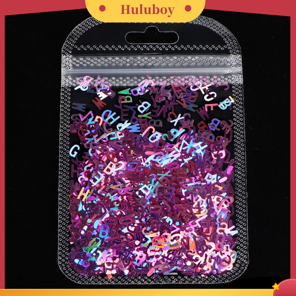 Huluboy Huluboy♡ 1 Pak Payet Glitter Motif Tulisan Campur Untuk Dekorasi Nail Art
