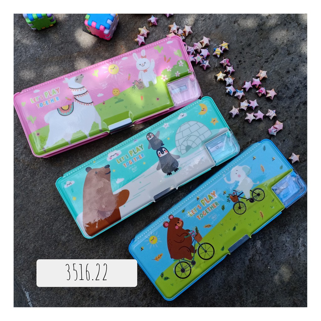

tempat pensil magnet anak / pencil case / tempat pensil magnet import karakter hewan lucu