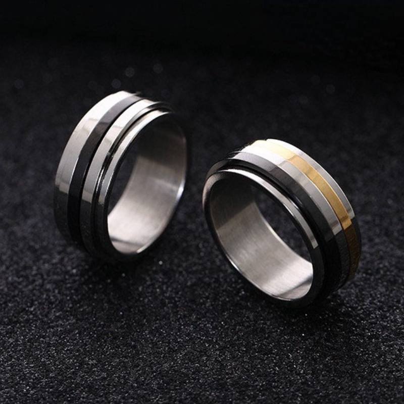 Cincin Baja Titanium Rotatable Fashion Eropa Amerika Unik High-End Trendi Tidak Luntur Anti Karat