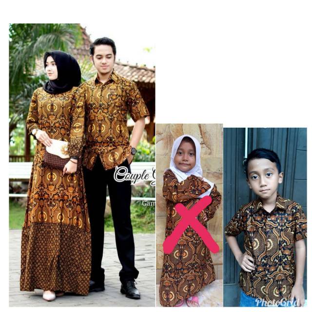 Couple gamis sogan ready couple dengan hem anak