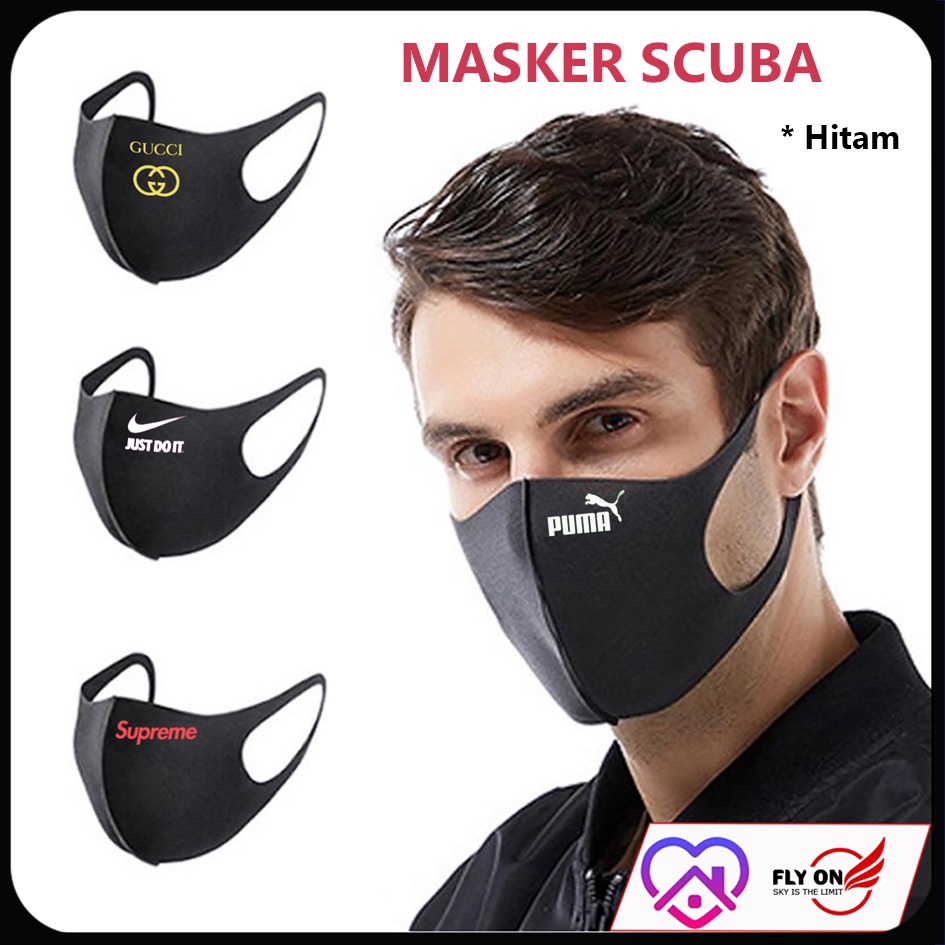 Masker scuba jahit tengah motif logo