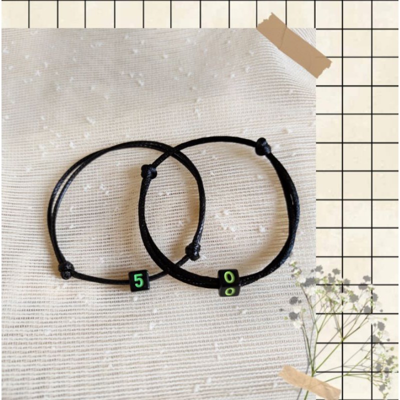 GELANG Angka Kotak Hitam Bisa couple Tali waterproof dan Satin