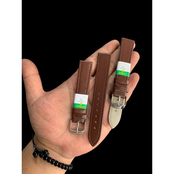 Strap Tali Jam Tangan kulit cyber coklat Polos 18mm