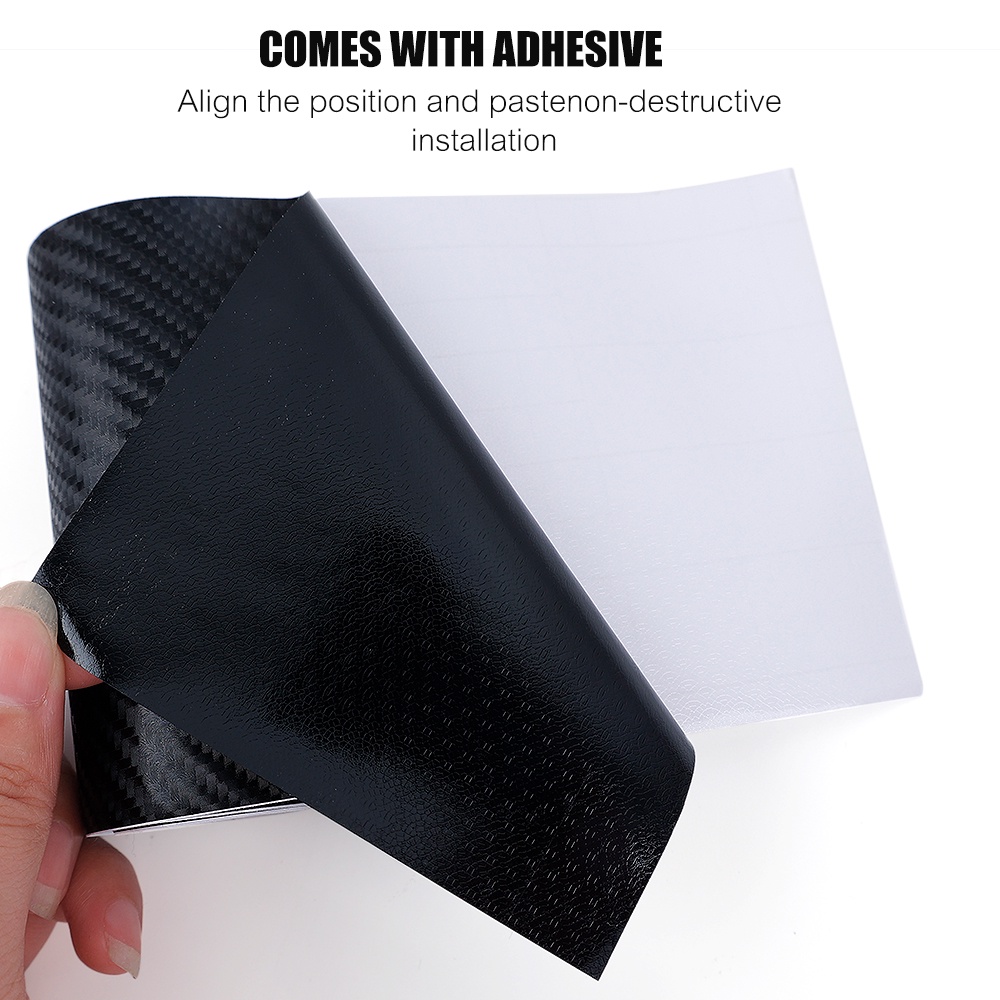 1 Rol Stiker Film Pelindung Ujung Pintu Mobil 4D Bahan Serat Karbon Anti Gores / Benturan / Air DIY