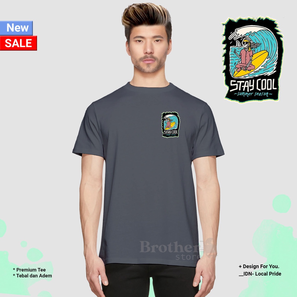 BROTHERSTORE - Kaos Distro Pria - KAOS COWOK CEWEK - Kaos Kata Kata - staycoll Usa Text PUTIH Premium