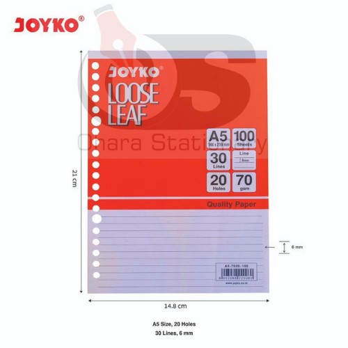 

Loose Leaf / Isi Kertas File / Binder Joyko A5-7020 / 100 Lembar