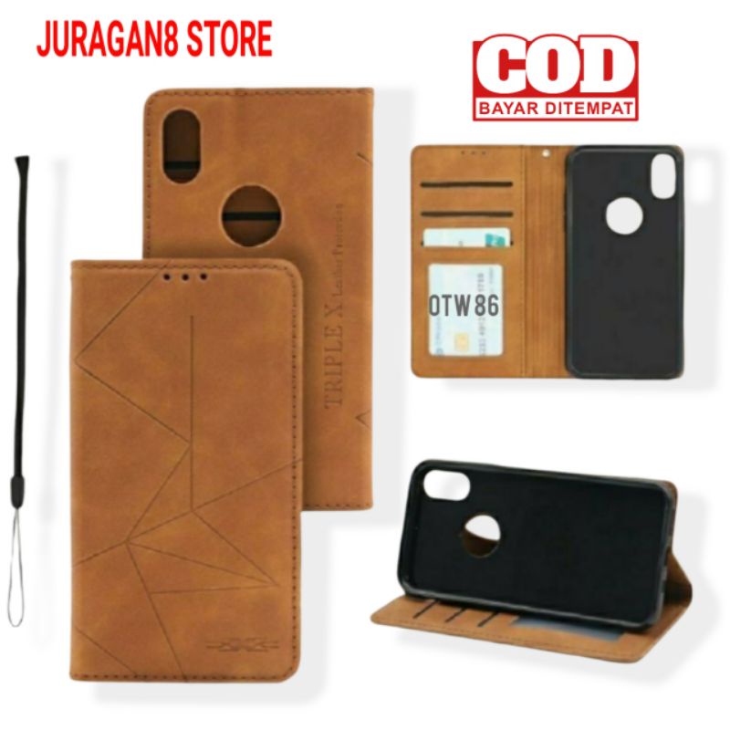Leather Case Magnetic OPPO A15 A16 Flip Cover Wallet Case