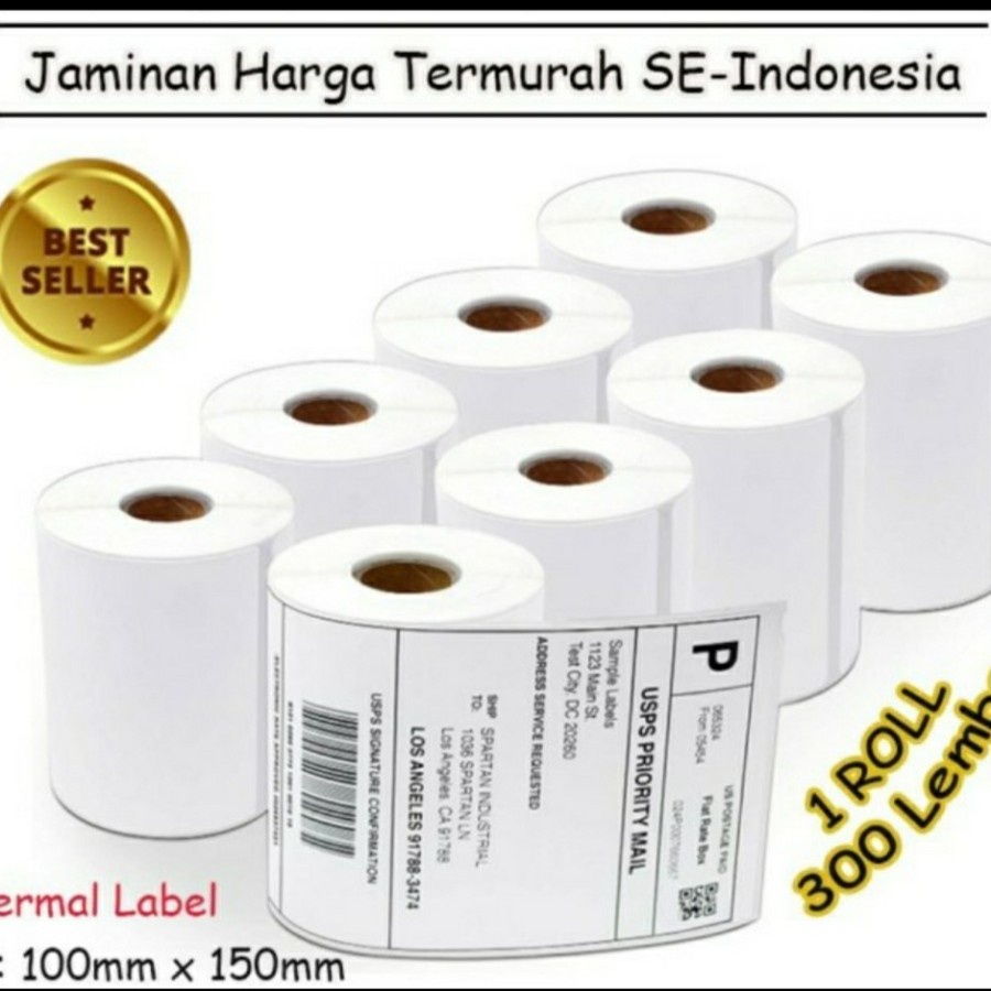 

KWERTAS RESI LABEL THERMAL BARCODE ROLL A6 100x150mm (300 lembar)