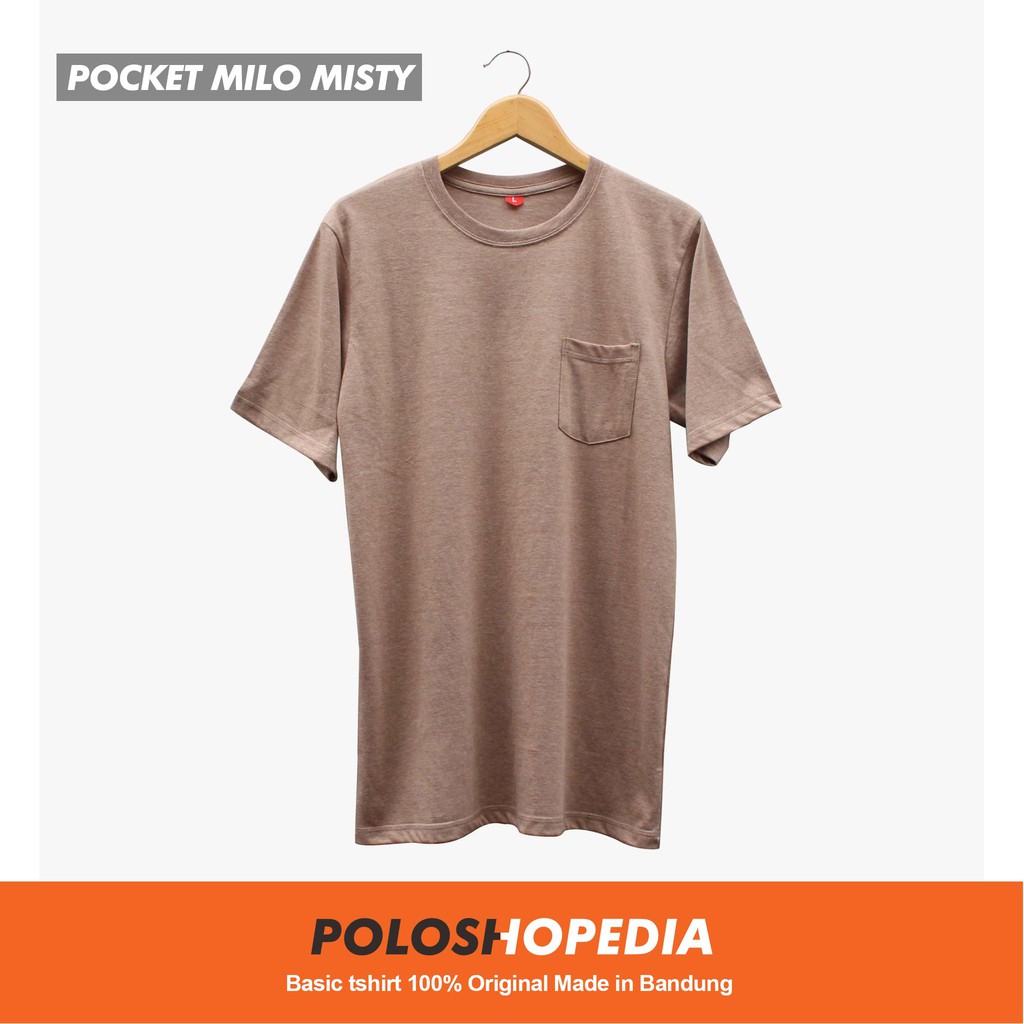 KAOS POLOS POCKET MILO MISTY UNISEX  / KAOS POLOS PRIA WANITA / BAJU KAOS POLOS SAKU MILO MISTY