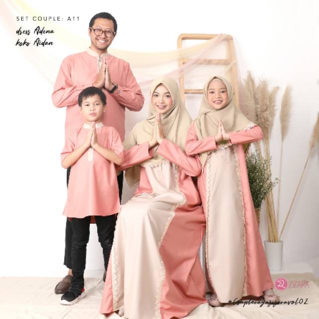 RAYA COUPLE ADEENA DRESS - AIDAN KOKO by ZIZARA - Gamis sarimbit gamis couple koko baju lebaran