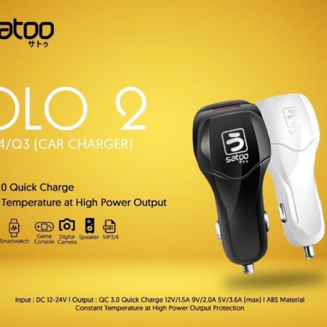 Saver Car Charger mobil Satoo Solo 2 QC 3.0