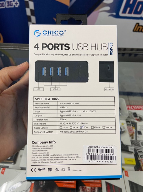 USB Hub Orico 4Port USB 3.0 Panjang kabel 1 meter