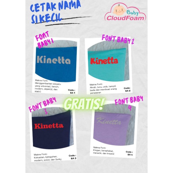 BANTAL ANTI PEYANG BABYCLOUDFOAM FREE CETAK NAMA