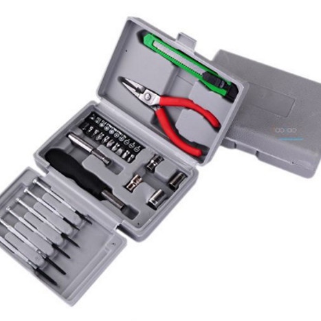 [COD] Tool Kit 24in1 Kombinasi Alat Tukang Set Toolbox Obeng Cut Tang + Obeng Kembang + Datar