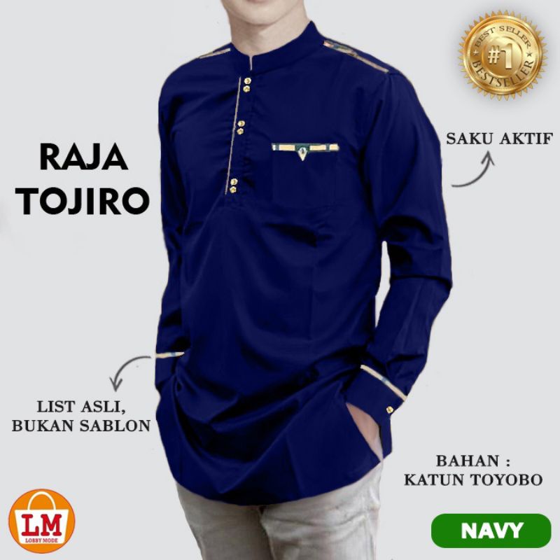 BAJU LEBARAN BAJU KOKO PRIA LENGAN PANJANG MUSLIM QURTA RAJA TOJIRO