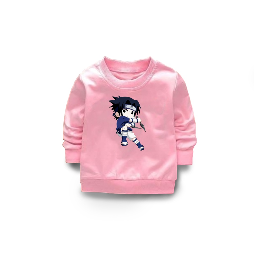 Jaket sweater anak laki-laki usia 2 3 4 5 6 7 8 9 10 tahun / switer crewneck basic anak cowok cewek perempuan karakter hero sasuke bisa cod termurah