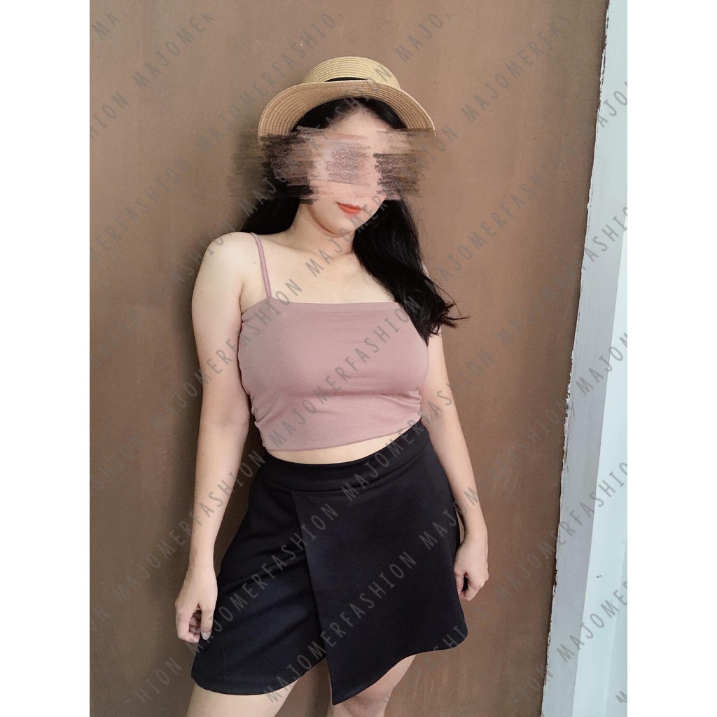 MAJOMER ® | GABRIEL TANK TOP - CROP TOP KOREA ATASAN WANITA-COKLAT