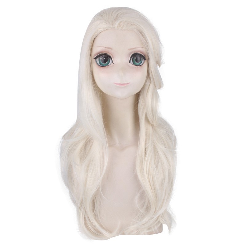 LOL-47 wig rambut palsu daily lolita cosplay putih frozen elsa