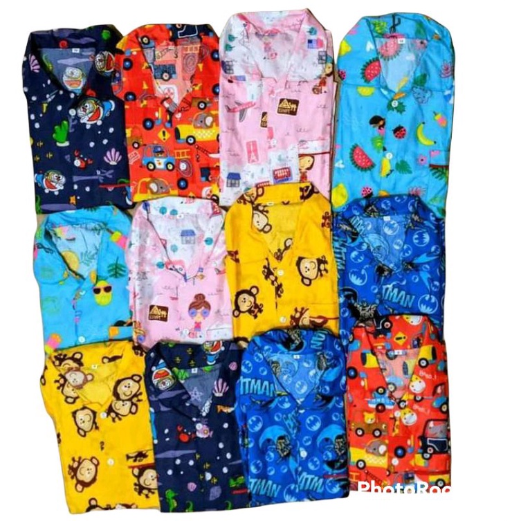 PAKET USAHA BAJU TIDUR ANAK PIYAMA  ANAK MOTIF LUCUUU PALING MURAH ISI  12 Pcs, KIDS 1-5 Tahun