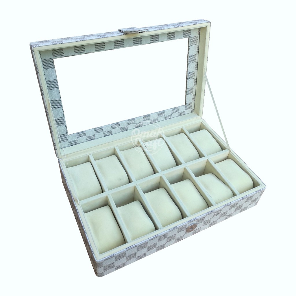 Kotak Tempat Jam Tangan isi 12 / Tempat Jam / Box Jam Tangan / Watch Box Organizer Motif