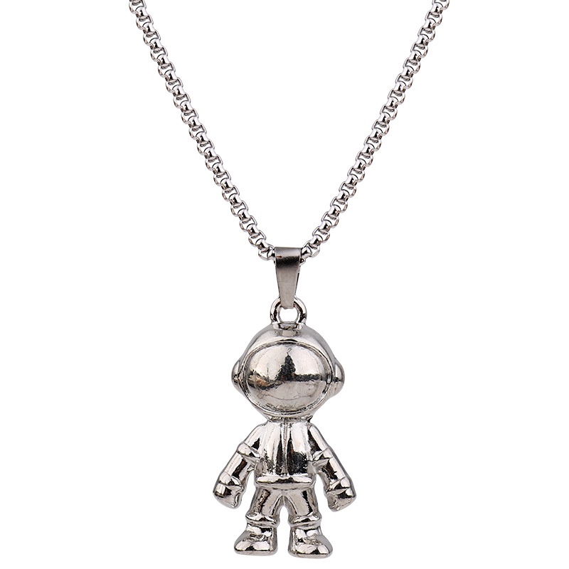 Kalung Rantai Liontin robot Astronot Bahan Titanium steel Gaya hip hop Untuk Pasangan