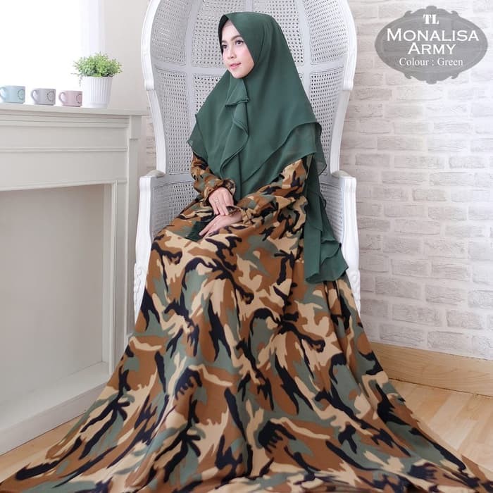 GAMIS JUMBO/MAXI BUSUI/GROSIR PAKAIAN /SYARI SET ARMY PLUS KHIMAR -