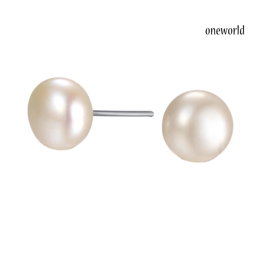 OW@ Earrings Simple Easy Matching Women Round Faux Pearl Ear Studs for Wedding