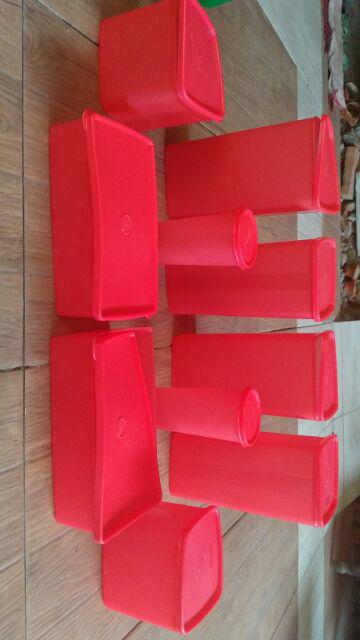 [indra Houseware]paket Toples Plastik Merah B Bonus 2 Gelas (smk 422)